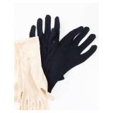 Glove Lot - White Satin Gloves, Beige Mesh Gloves, Black Knit Dress Gloves - Assorted Sizes