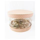 Dried Floral Arrangement in Pink Polka Dot Hatbox