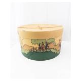 Dobbs Round Hat Box with Carriage Scene - Vintage Decorative Tin