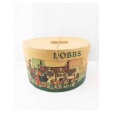 Dobbs Round Hat Box with Carriage Scene - Vintage Decorative Tin