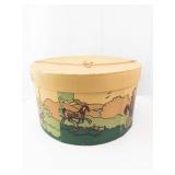 Dobbs Round Hat Box with Carriage Scene - Vintage Decorative Tin