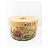 Dobbs Round Hat Box with Carriage Scene - Vintage Decorative Tin