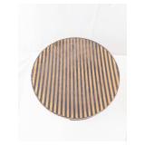 Hat Box - Navy & Beige Diagonal Stripes, Cylindrical with Rope Handles