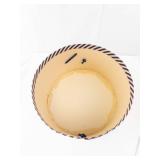 Hat Box - Navy & Beige Diagonal Stripes, Cylindrical with Rope Handles