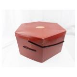 AXCESS - Hexagonal Red Gift/Hat Box with Lid & Black Rope Handles