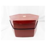AXCESS - Hexagonal Red Gift/Hat Box with Lid & Black Rope Handles