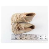 Infant Leather Baby Shoes - Vintage Lace-Up, ~3in Length, with Yellow Box