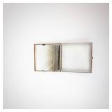 Powder Compact - Pink Enamel with Gold Floral Vine Design - Vintage Vanity Box