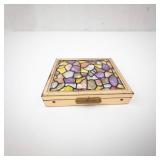 Vintage Mini Stained Glass Mosaic Jewelry Box With Mirror