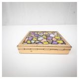 Vintage Mini Stained Glass Mosaic Jewelry Box With Mirror