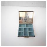 Vintage Mini Stained Glass Mosaic Jewelry Box With Mirror