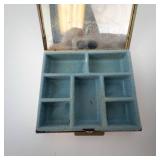 Vintage Mini Stained Glass Mosaic Jewelry Box With Mirror