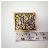Vintage Mini Stained Glass Mosaic Jewelry Box With Mirror