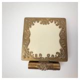 Helena Rubinstein Vanity Compact with Powder & REMOVEABLE LIPSTICK! - Gold Tone Vintage