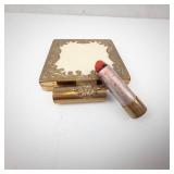 Helena Rubinstein Vanity Compact with Powder & REMOVEABLE LIPSTICK! - Gold Tone Vintage