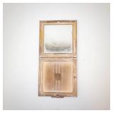Vintage Gold-Tone Powder Compact with Enamel Scene, 2.5 in Square, Mirror