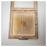 Vintage Gold-Tone Powder Compact with Enamel Scene, 2.5 in Square, Mirror