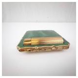 FRATTON Compact - Vintage Gold-Tone with Built-In Lipstick Tube and Mirror