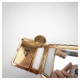 FRATTON Compact - Vintage Gold-Tone with Built-In Lipstick Tube and Mirror