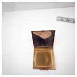 Powder Compact - Vintage Gold-Tone Square Case with Built-In Mirror & Puff
