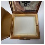 Powder Compact - Vintage Gold-Tone Square Case with Built-In Mirror & Puff