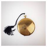 Zell Fifth Avenue Round Gold-Tone Vanity Compact w/ Pink Rose Enamel - 2.75 in Dia