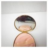 Vintage Pink Enamel Powder Compact - Floral Tree Pattern, 2.75 in Diameter