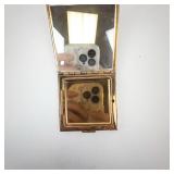 Volupte Floral Gold-Tone Powder Compact with Mirror - 2in Square