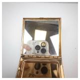 Volupte Floral Gold-Tone Powder Compact with Mirror - 2in Square