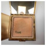 Volupte Floral Gold-Tone Powder Compact with Mirror - 2in Square