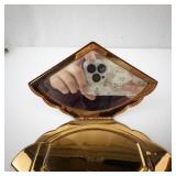Wadsworth Gold-Tone Fan-Shaped Compact with Mirror - Vintage Vanity