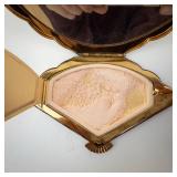 Wadsworth Gold-Tone Fan-Shaped Compact with Mirror - Vintage Vanity