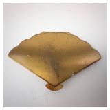 Wadsworth Gold-Tone Fan-Shaped Compact with Mirror - Vintage Vanity