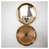 Elgin American Powder Compact - Gold Tone Round with Multicolor Star Inlay