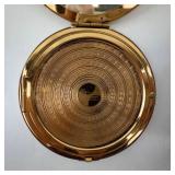 Elgin American Powder Compact - Gold Tone Round with Multicolor Star Inlay
