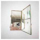 Vanity Mirror - Tri-Fold Gold-Tone with Poppy Field Print