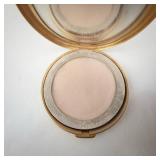 Gold-Tone Round Powder Compact - Scenic Enamel Canal Scene