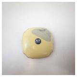 Powder Compact - Vintage Floral Rose Lid, Yellow Enamel Case With Mirror