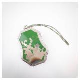 Vintage Green Enamel Cameo Locket Compact with Mirror & Chain