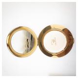 Fifth Avenue Gold-Tone Round Powder Compact With Mirror - Hand Engine-Turned