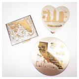 RITZ Gold-Tone Powder Compact - City Souvenir Lot: California, New York City, Florida
