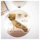 RITZ Gold-Tone Powder Compact - City Souvenir Lot: California, New York City, Florida