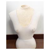 Dress Form Bust - White Fabric-Covered Female Torso on Pedestal Stand