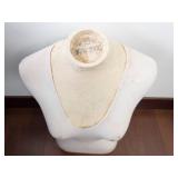 Dress Form Bust - White Fabric-Covered Female Torso on Pedestal Stand