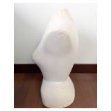 Dress Form Bust - White Fabric-Covered Female Torso on Pedestal Stand