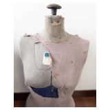 Adjustable Dress Form Mannequin - Vintage Studio Prop with Torn Pink/Gray Cover