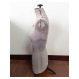 Adjustable Dress Form Mannequin - Vintage Studio Prop with Torn Pink/Gray Cover