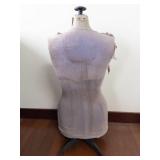 Adjustable Dress Form Mannequin - Vintage Studio Prop with Torn Pink/Gray Cover