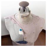 Adjustable Dress Form Mannequin - Vintage Studio Prop with Torn Pink/Gray Cover