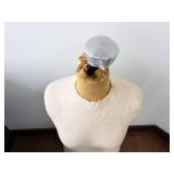 Beige Dress Form Mannequin with Burlap Neck Wrap and 3-Leg Metal Base